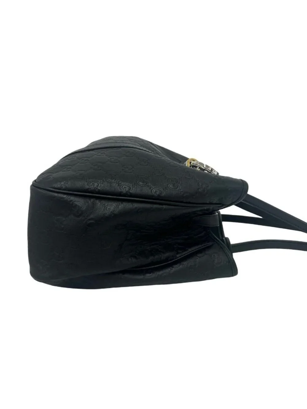 Gucci Guccissima GG Logo Hardwar Leather Tote Shoulder Bag Black
